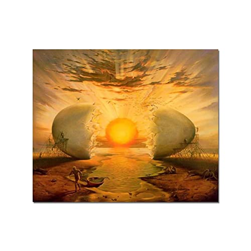 Salvador Dali Wandkunst Bilder L'Aurora Abstraktes Ei Sonnenstrahlen Leinwand Gemälde Neue Welt Drucke Malerei Wohnkultur 60x80cm(24x32in) Innen gerahmte Wandkunst von Leju Art