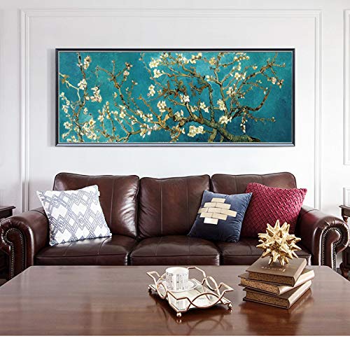 Leju Art Van Gogh Mandelblüte Kunstwerk von Van Gogh, Wandkunst, Blumen, Leinwand, Gemälde, Reproduktionen, weltberühmtes Bild, Wanddekoration, 160 x 80 cm, innen gerahmt von Leju Art