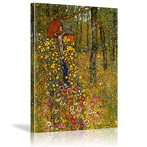 Wandkunstdrucke Poster Bauerngarten Modulare Bilder Heimdekoration Klimt Gustav Leinwand Gemälde Wohnzimmer Kein Rahmen 30X40cm(12x16in) mit Rahmen von Leju Art