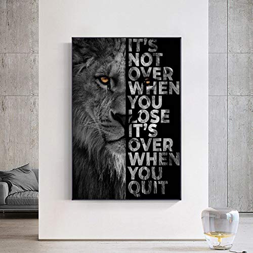 Wild Lion Lettre Motivation Citation Art Affiches et Impressions sur Toile Peinture Décorative Mur Art Photo pour Bureau Décor 70x105cm(28x42in) Sans Cadre von Leju Art