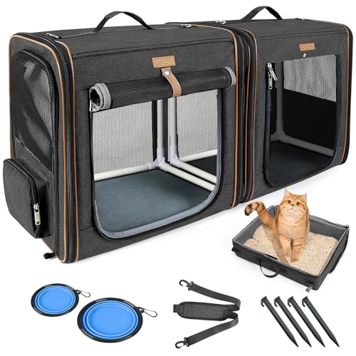 Lekeinchi 2-in-1 Hundebox Transportbox Katze für Mittelgroßes Haustier, Faltbare Katzentransportbox mit Starker Faserrahmen, Katzentoilette, 2 Schalen, 2 Haustiermatte, Medium, Schwarz Lekeinchi 2-in-1 Hundebox Transportbox Katze für Mittelgroßes Haustier, Faltbare Katzentransportbox mit Starker Faserrahmen, Katzentoilette, 2 Schalen, 2 Haustiermatte, Medium, Schwarz von Lekeinchi