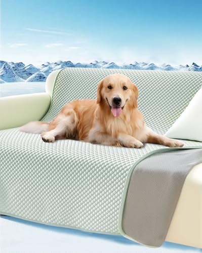 Lekereise kühlmatte Hund Waschbares Hundematte Bett Sommer Haustier Kühlmatte für Sofa Bett Auto (Hellgrün 157x206CM) von Lekereise