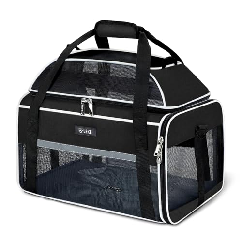 Lekespring Hundetasche Flugzeug Transporttasche Hunde und Katze, Nach Oben Ausbaubar Katzentasche bis 7kg, Transportbox Hund für Haustiere im Auto Flugzeug oder in der Bahn, Schwarz Lekespring Hundetasche Flugzeug Transporttasche Hunde und Katze, Nach Oben Ausbaubar Katzentasche bis 7kg, Transportbox Hund für Haustiere im Auto Flugzeug oder in der Bahn, Schwarz von Lekespring