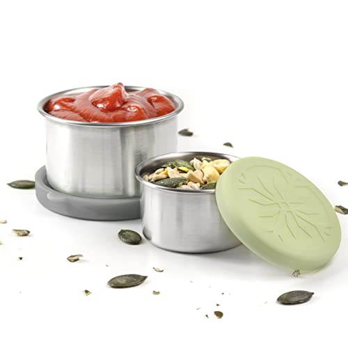 Lekkabox Dipper, 2er Set (Stone) - auslaufsichere Mini Saucen Behälter | Kleine Döschen für Dressing und Dip To Go | Bento Box Lunchbox Zubehör von LEKKABOX