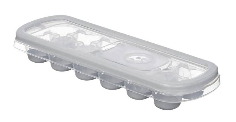 Leknes Eiswürfelform EISWÜRFELFORM für 12 Eiswürfel rund Silikon mit Deckel 91 (Grau), Silikonform Eiswürfelbereiter Boden Eisfächer von Leknes