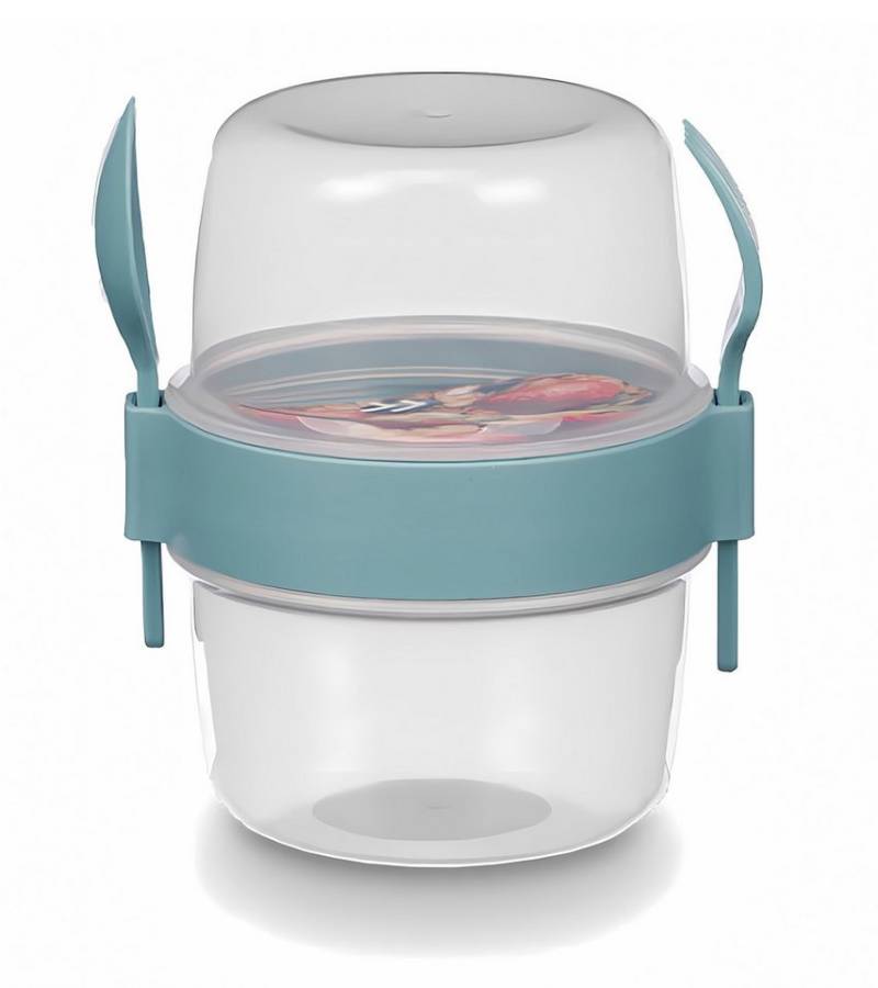 Leknes Müslibox MÜSLIBECHER 800ml mit Löffel Gabel Deckel Müsli to go 97 (Türkis), Joghurtbecher Becher Yoghurt Obst Lunchbox von Leknes