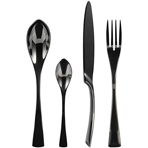 LEKOCH 24 teilig Besteck Set 6 personen Schwarz Hochglanz 18/10 Schwarzes Besteck edelstahl schwarz von Lekoch