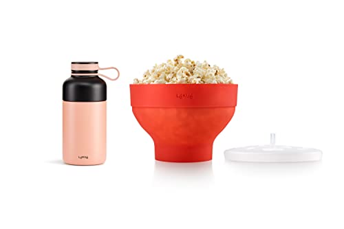 Lékué Popcorn Geschenk-Set, Silikon + Thermosflasche, Edelstahl, 300 ml von Lékué