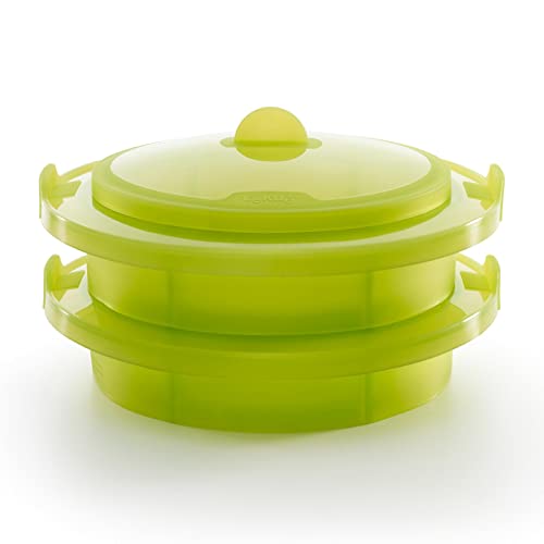Lékué 2-stufiger Dampfgaraufsatz, grün, Silikon, 22 cm, 3400702V09U004, 22x22x8 cm Lékué 2-stufiger Dampfgaraufsatz, grün, Silikon, 22 cm, 3400702V09U004, 22x22x8 cm von Lékué