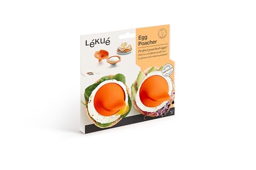 Lékué Eier-Pochierer, Edelstahl, orange, 9,3 x 11 x 7,5 cm, 2 Stück von Lékué