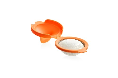 Lékué Eier-Pochierer, Edelstahl, Orange, 9,3 x 11 x 7,5 cm von Lékué