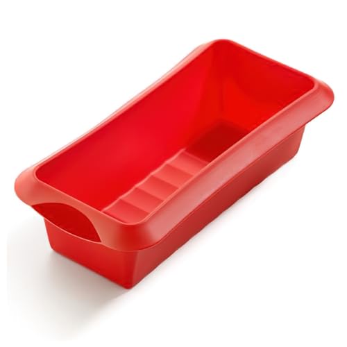 Lékué 1210524R01M033 Silikonform, rechteckig, 24 x 10 x 6.8 cm, Rot von Lékué