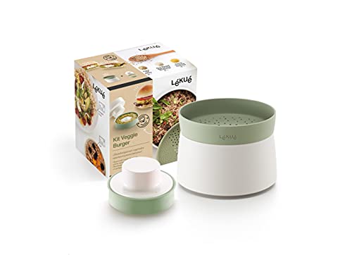 Lékué Veggie Burger Set, 1 Liter, Silikon, rot und grün von Lékué