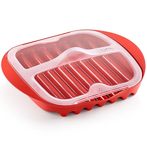 Lékué Microwave Bacon Cooker, rot, 28,2 x 6 x 24,9 cm von Lékué