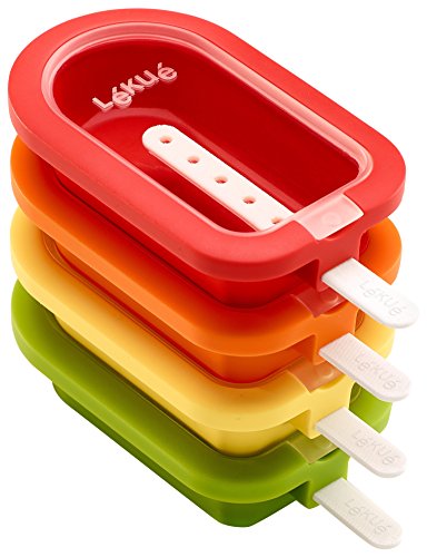 Lékué Mini-Eisformen, stapelbar, 10,5 cm, 4 Stück, verschiedenfarbig, Silikon, 7x9.8x11.5 cm von Lékué