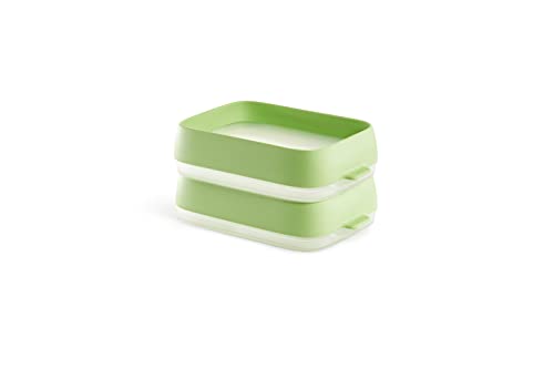 Lékué Set Seal Trays, wiederverwendbares Aufbewahrungsbehälter, 2 Stück, grün, 22x15x5 cm von Lékué