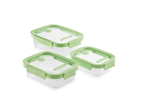 Lékué Set mit 3 rechteckigen Behältern, zu 100% hermetisch verschließbar und aus Glas.Rechteckig von Lékué