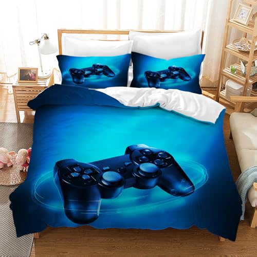 Leleyouzer 3D Gamepad Bettwäsche Set 135x200 cm,Jungen Gamer Bettbezug Set,1 Mikrofaser Gamer Bettbezug und 2 Kissenbezüge 50x70 cm von Leleyouzer