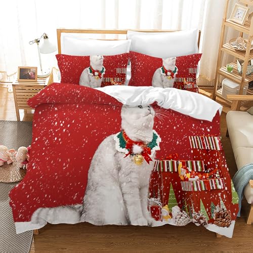 Leleyouzer Katze Bettwäsche Set,3D Bettwäsche Katzenmotiv für Mädchen Jungen Kinder, Weiche Mikrofaser Bettwäsche mit Reißverschluss + 2 Kissenbezüge 50 x 75cm von Leleyouzer