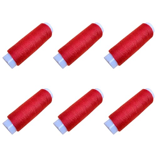 Leliafleury 6 Spulen Polyester Nähgarn 130 Meter Polyester Stickgarn zum Nähen Stickerei Projekte, Rot von Leliafleury