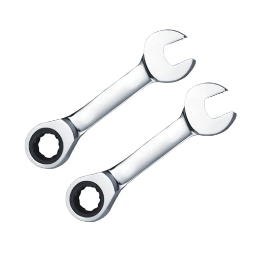Leliafleury Kurzer Ratschenschlüssel, 18 mm, kurzer Ringratschenschlüssel, Mini-Gabelschlüssel, kleine metrische Haushaltswerkzeuge für die Reparatur von Fahrrädern, 2 Stück von Leliafleury