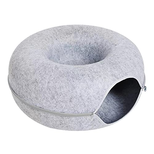 Leling Rundes Katzen-Tunnelbett, abnehmbares rundes Filz-Katzenrohr-Spielspielzeug mit Guckloch, innovatives Tunnel-Spielzeug für Katzen, Kätzchen, Haustier-Spielbett im Innenbereich, 50 x 50 x 20 cm, von Leling