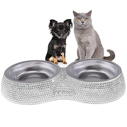 Leling Strass Katzennapf,Hundenapf für kleine Hunde | Strass Katzennäpfe Hundenäpfe Futter Wassernäpfe Haustiernäpfe Edelstahl mit rutschfestem Gummi für Welpen Katzen Leling Strass Katzennapf,Hundenapf für kleine Hunde | Strass Katzennäpfe Hundenäpfe Futter Wassernäpfe Haustiernäpfe Edelstahl mit rutschfestem Gummi für Welpen Katzen von Leling