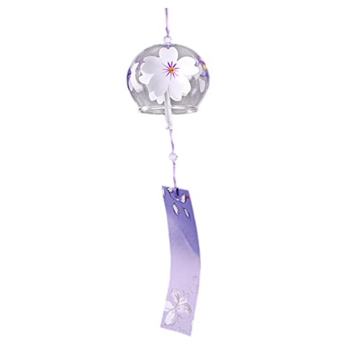 Leling Windglocke Japan, Windglockenspiel Für Garten, Japanische Windspiel Glas, Romantische Blume Windglocken, Windspiele Draußen Hängend, Süße Achat, Kristall, White And Purple Flower Wind Chimes von Leling