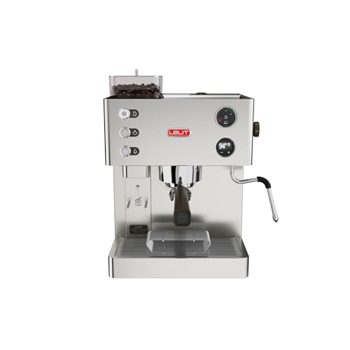 Lelit Kate PL82T, Prosumer-Kaffeemaschine mit Mahlwerk und LCC Display zur Parametersteuerung, Edelstah, 0,35 kg, Silber von Lelit