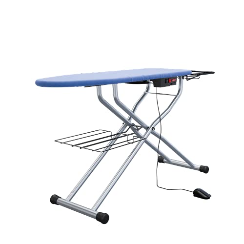 Lelit PA71N Carla, Bügelbrett mit beheizter Oberfläche, Absaug-und Gebläsefunktion mit Pedalsteuerung, Metall, Silber, 124x40 cm von Lelit