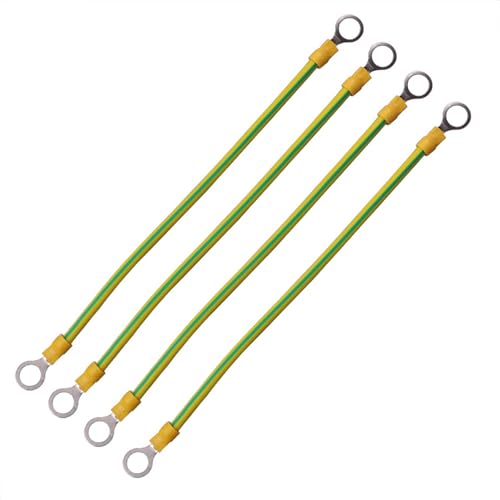 Leloco Erdungskabel 4 Stück - 6mm2 kabel (Größe 20cm),mit Ringkabelschuh Öse isoliert für Netzwerkschrank Serverschrank M6 von Leloco