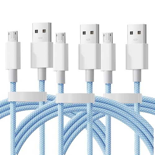 Leloco Micro USB Kabel 2M, 3 Stück, High Speed Android Handy USB Ladekabel, Nylon Ladekabel Micro USB für Handy Smartphone Tablet PS4 Controller usw von Leloco