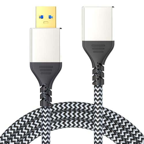 Leloco USB 3.0 Verlängerungskabel, USB Verlängerung 2m, 5Gbps USB A Verlängerung, Stecker auf Buchse Aluminiumstecker, Geflochtenes Kabel, Kompatibel mit Mäusen, Druckern, Scannern, Kameras usw von Leloco