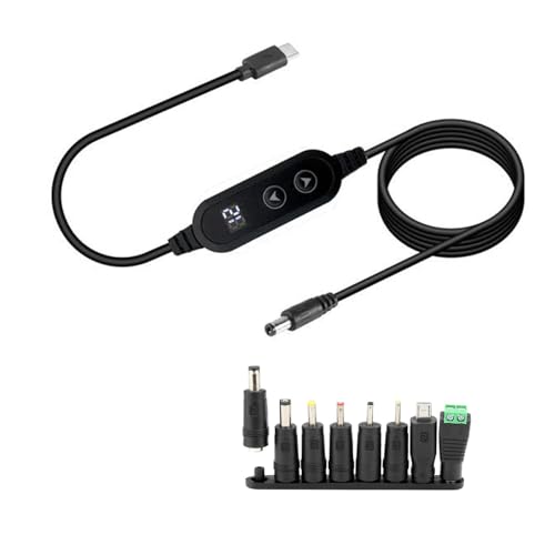 Leloco USB-C auf DC 5.5x2.1mm Adapterkabel - 8-in-1-5V/9V/12V/15V/20V Einstellbare Spannung, Leloco USB-C auf DC 5.5x2.1mm Adapterkabel - 8-in-1-5V/9V/12V/15V/20V Einstellbare Spannung, von Leloco