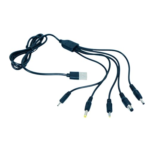 Leloco USB auf DC Stecker Kabel, 5 in 1 USB A auf Hohlstecker Ladekabel Netzkabel Stromkabel von Leloco