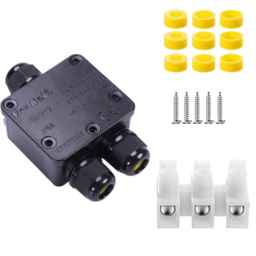 Leloco Verteilerdose Außen Wasserdicht 3-Wege Outdoor Kabelverbinder, Abzweigdose IP68, Anschlussdosen, Kabelverbindung Kabelboxen für 4-15mm Kabeldurchmesser von Leloco