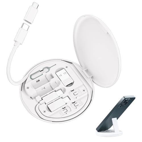 Leloco 6-in-1 USB Adapter Kit,Adapter USB C Auf Micro USB mit Smartphone-Adapter, Kabel & SIM-Pin –Tragbare Reise-Aufbewahrungsbox mit Handyhalterung und SIM-Karten-Fach von Leloco