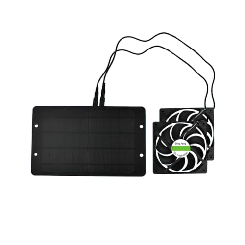 Lelukee Solar Ventilator, 10W Solarpanel-Ventilator wetterfest mit DC 12V Doppel-Ventilator für kleine Hühnerställe, Gewächshäuser, Schuppen, Tierhäuser, Fensterabzug (Doppel-Ventilator) von Lelukee