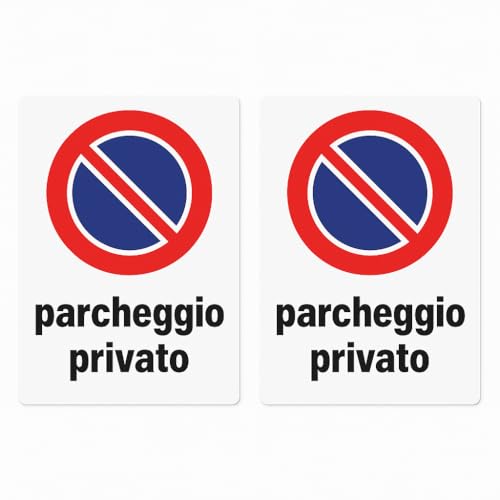 2 Schilder 20 x 30 cm "Privatparkplatz" – UV-beständig – wasserdicht – einfach zu installieren – Beschilderung für den Außenbereich – LEMAG SRL von Lemag srl