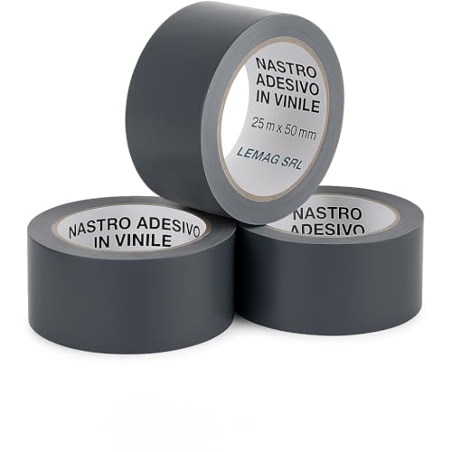 Lemag srl 3 x Vinyl-Klebeband, 25 m x 50 mm – robust und vielseitig einsetzbar – für Verpackungen, Reparaturen, Isolierung und Heimwerken Lemag srl 3 x Vinyl-Klebeband, 25 m x 50 mm – robust und vielseitig einsetzbar – für Verpackungen, Reparaturen, Isolierung und Heimwerken von Lemag srl
