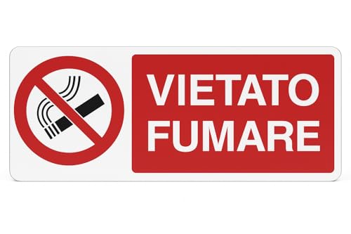 Schild aus Aluminium "Rauchen verboten" – 33 x 12 cm – UV-beständig und wasserdicht – Sicherheitszeichen für Innen und Außen – LEMAG SRL von Lemag srl