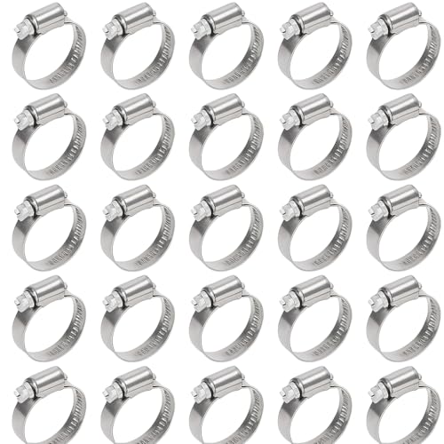 Schlauchschellen 16-27 mm - 25 Stück Set - Edelstahl - Breite 9 mm - Dicke 7 mm - mit Schneckenschraube verstellbar - für Schläuche, Leitungen, Sanitär und Belüftung - LEMAG SRL von Lemag srl