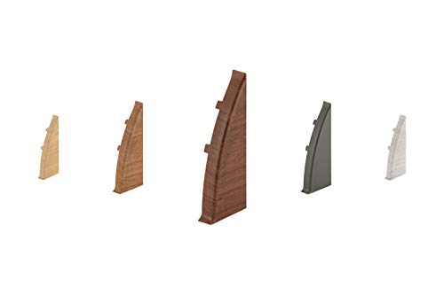 LEMAL Endkappen rechts, PVC 60x26mm - Zubehör für Sockelleisten mit Kabelkanal - (8640 Holzoptik Kastanie, 1 Stück) Laminatleiste Kabelführung Vinyl von Lemal