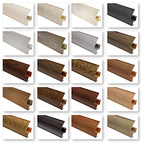 LEMAL Sockelleisten und Zubehör - PVC Fußleisten 65x23mm mit Kabelkanal - (1 Endkappe rechts, 0108 Holzoptik hellgrau) Kunststoff Teppichleisten Übergangsleisten von Lemal