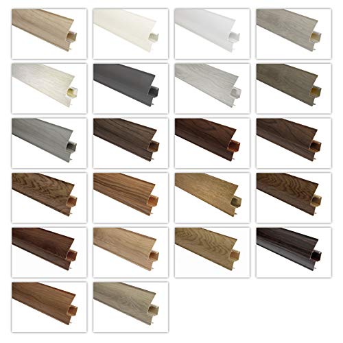 LEMAL Sockelleisten und Zubehör - PVC Fußleisten 65x23mm mit Kabelkanal - (1 Verbinder, 8606 Holzoptik Nussbaum dunkel) Laminatleiste Kabelführung Vinyl von Lemal