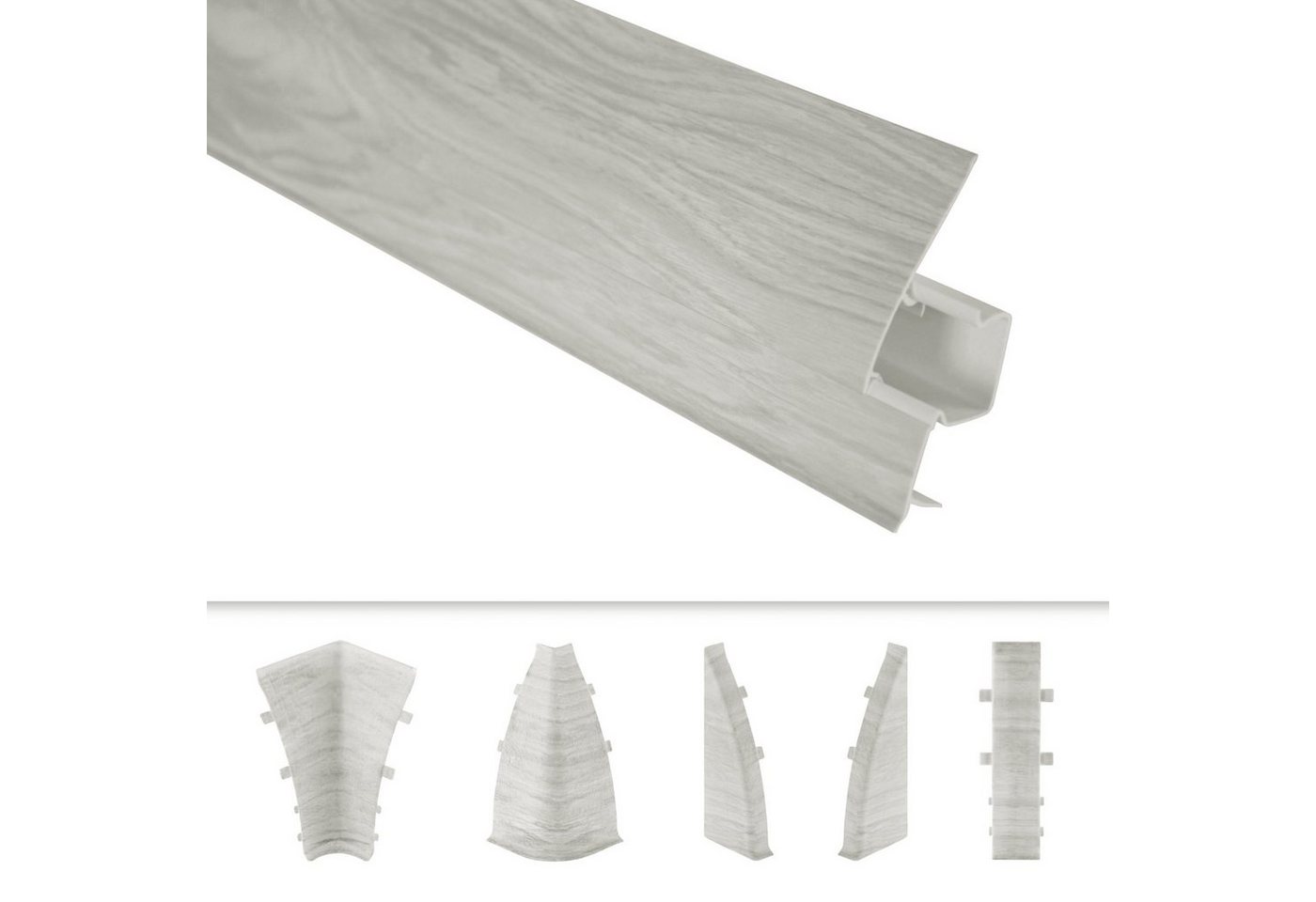 Lemal Sockelleiste, PVC 65x23mm - Fußleisten mit Kabelkanal - (2 Meter / 1 Leiste) Laminat Abschluss Bodenbelag von Lemal