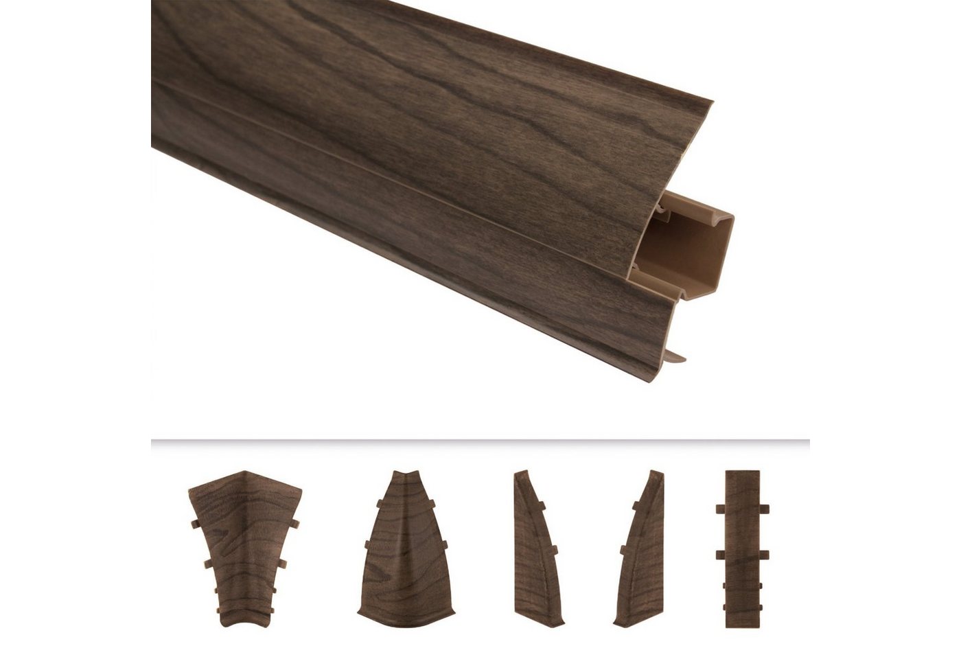 Lemal Sockelleiste, PVC Fußleisten 60x26mm mit Kabelkanal - (Endkappe links) Boden Vinylboden Holzboden von Lemal