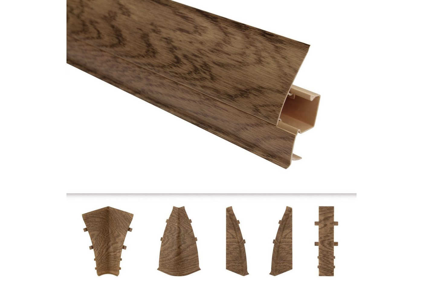Lemal Sockelleiste, PVC Fußleisten 70x50mm mit Kabelkanal - (Innenecke) Boden Vinylboden Holzboden von Lemal