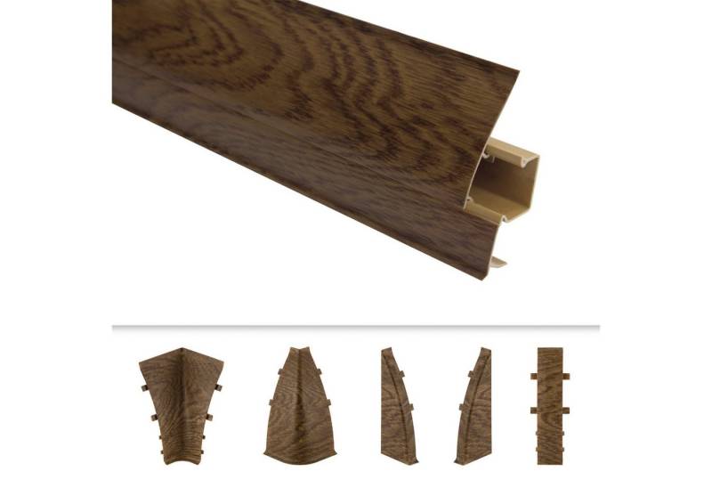 Lemal Sockelleiste, PVC Fußleisten 70x50mm mit Kabelkanal - (Innenecke) Holzoptik Ecken Verbinder Außen Innen von Lemal