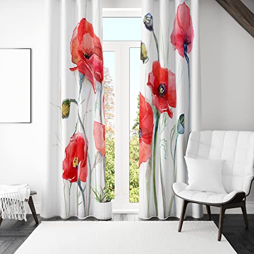 Lemare 2-Set Deko-Vorhänge Digitaldruck | Dicker Vorhang Blickdicht mit Ösen | Verdunklungsvorhang | Fenstervorhang für Wohnzimmer Schlafzimmer Blumen Blüte Wiese Wald Städte 2 STK. 145x260 cm von Lemare